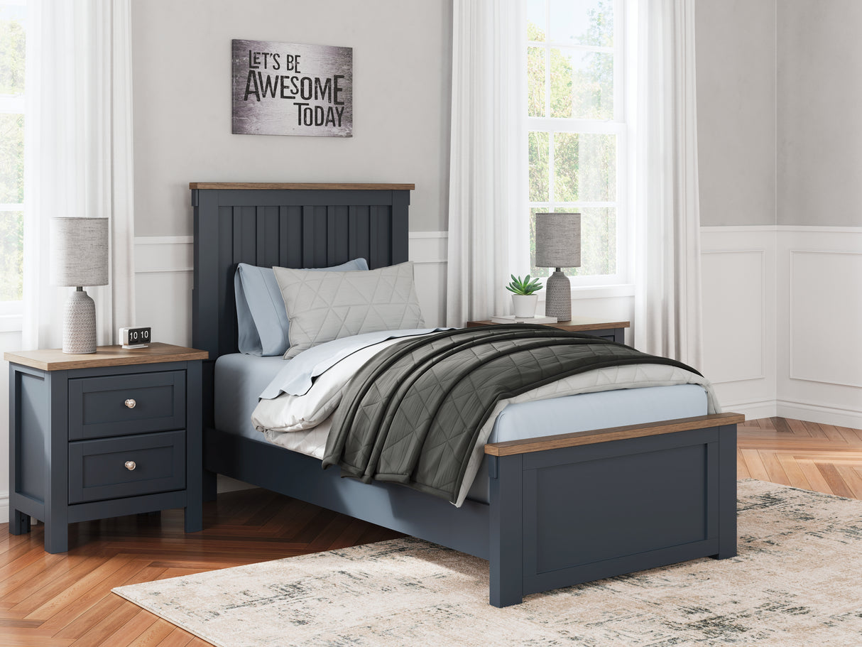 Mega Furniture - Ashley Furniture - Landocken Bedroom - Twin Panel Bed / Brown/Blue - B414B2