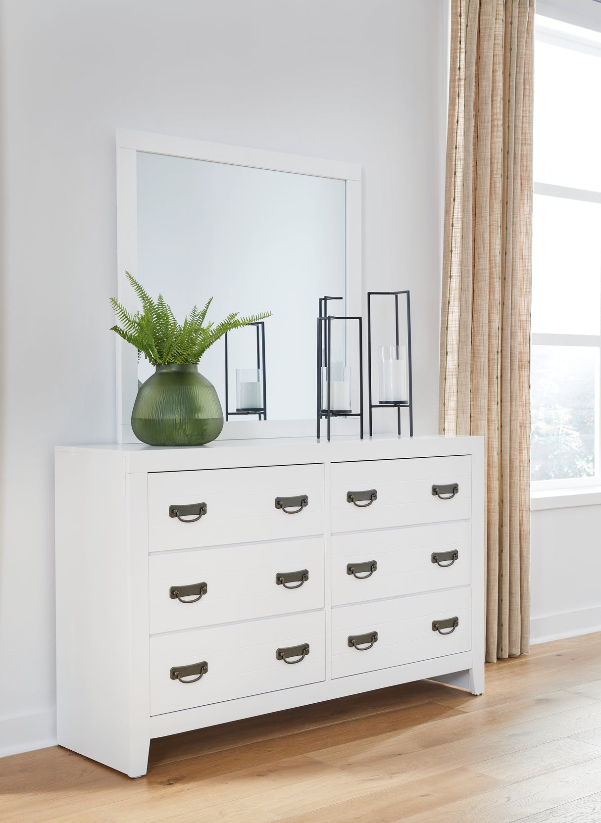 Mega Furniture - Ashley Furniture - Binterglen Bedroom - Dresser and Mirror / White - B427B1