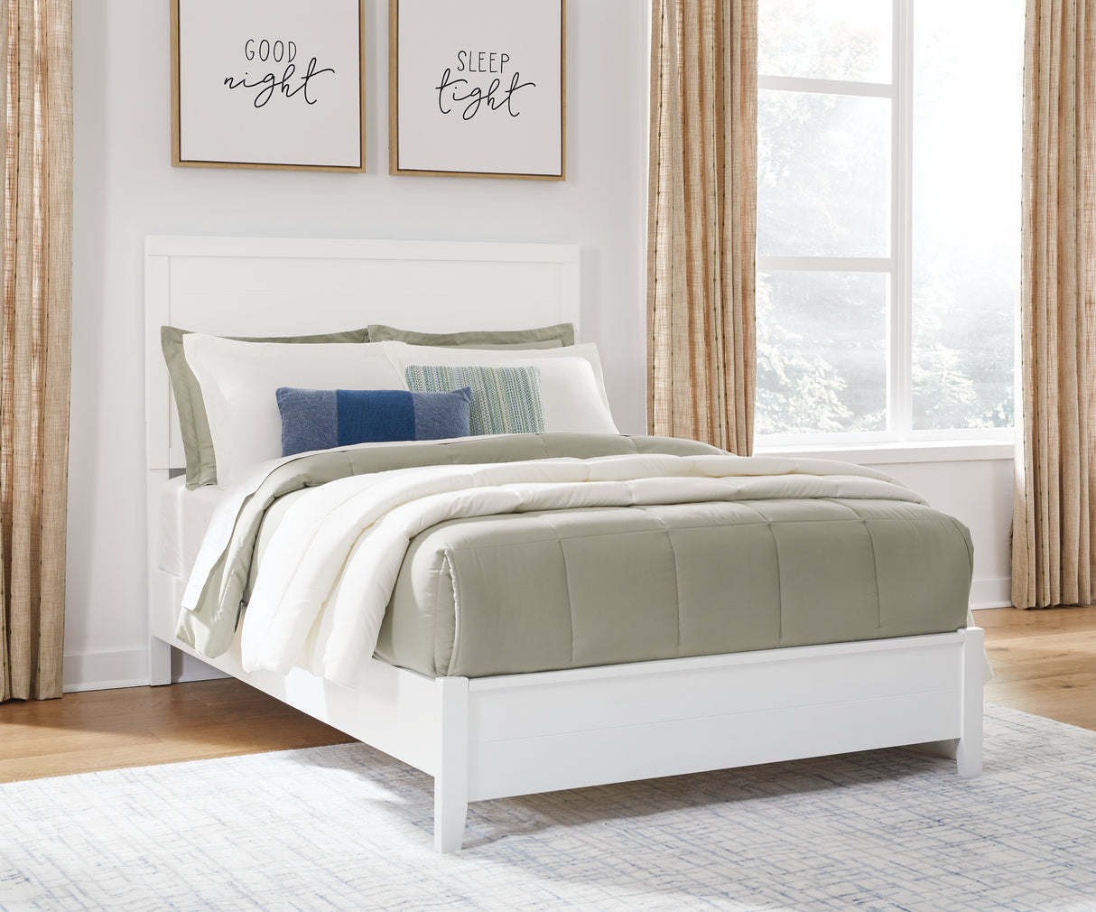 Mega Furniture - Ashley Furniture - Binterglen Bedroom - Full Panel Bed / White - B427B4