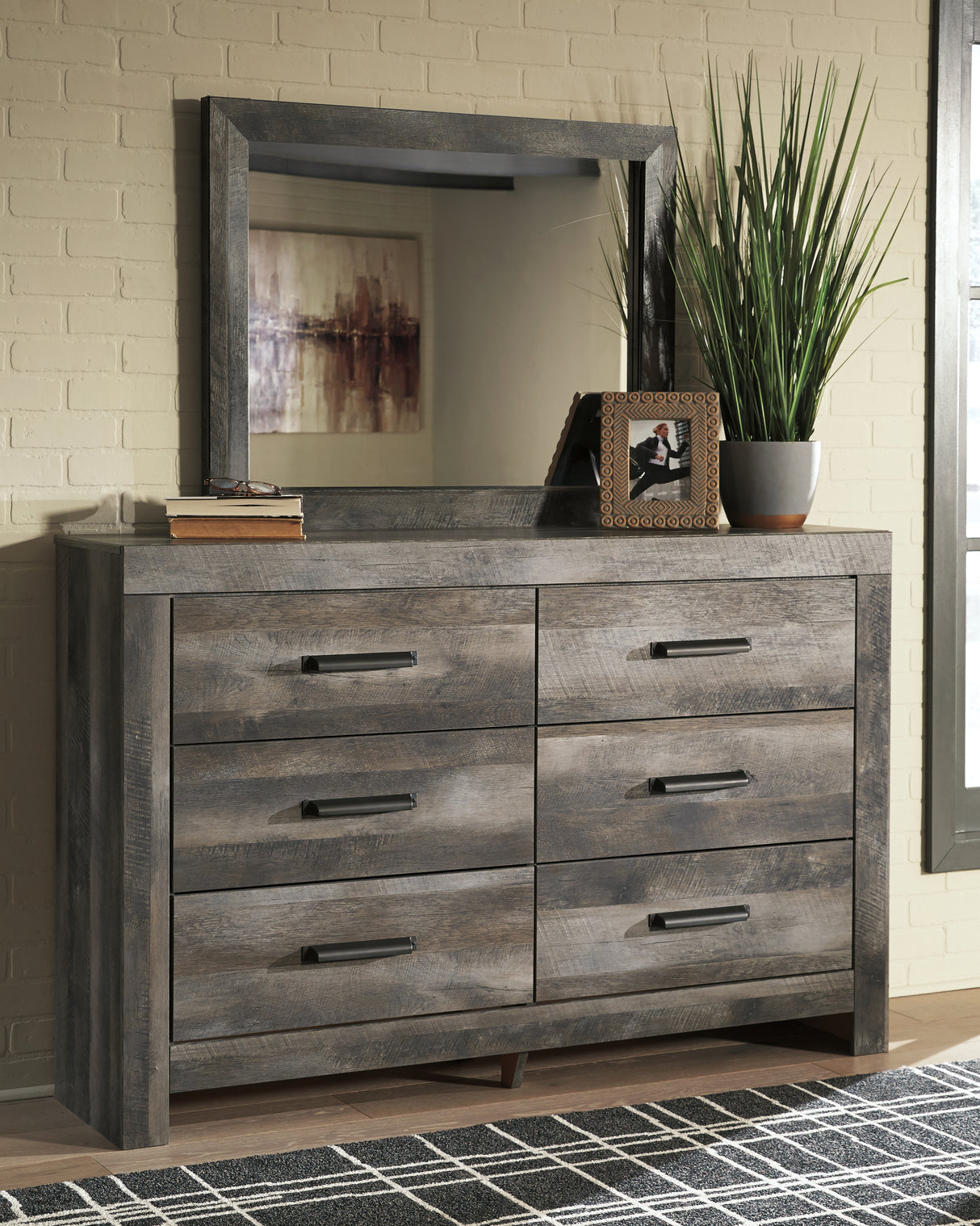 Mega Furniture - Ashley Furniture - Wynnlow Bedroom - Dresser and Mirror / Gray - B440B1