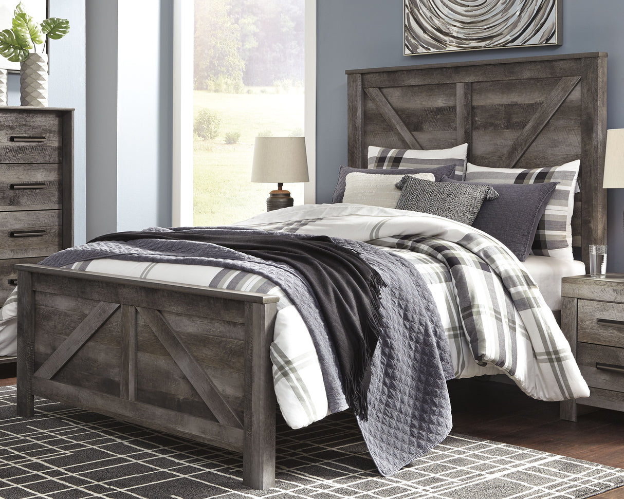 Mega Furniture - Ashley Furniture - Wynnlow Bedroom - Queen Crossbuck Panel Bed / Gray - B440B9
