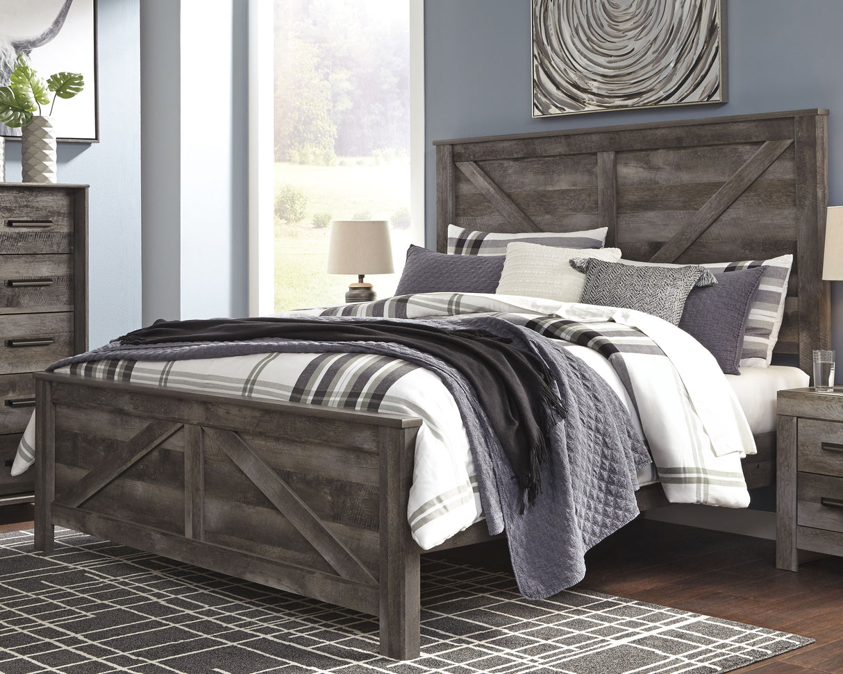 Mega Furniture - Ashley Furniture - Wynnlow Bedroom - King Crossbuck Panel Bed / Gray - B440B11