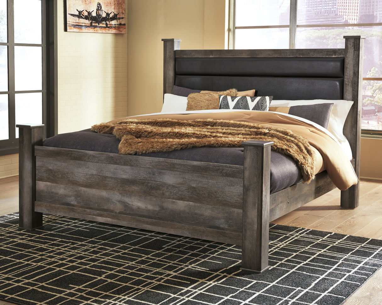 Mega Furniture - Ashley Furniture - Wynnlow Bedroom - King Poster Bed / Gray - B440B6