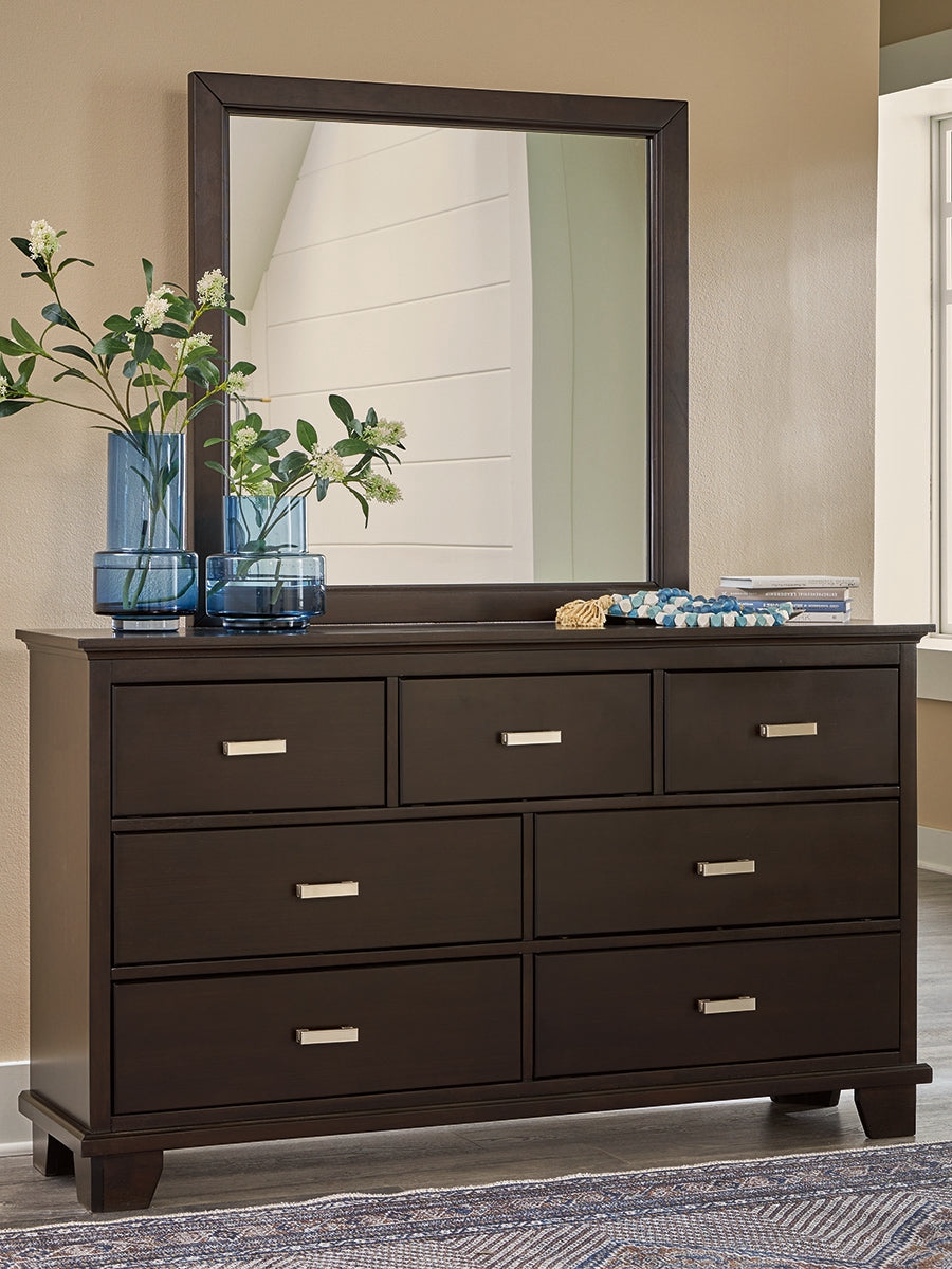Mega Furniture - Ashley Furniture - Covetown Bedroom - Dresser and Mirror / Dark Brown - B441B1
