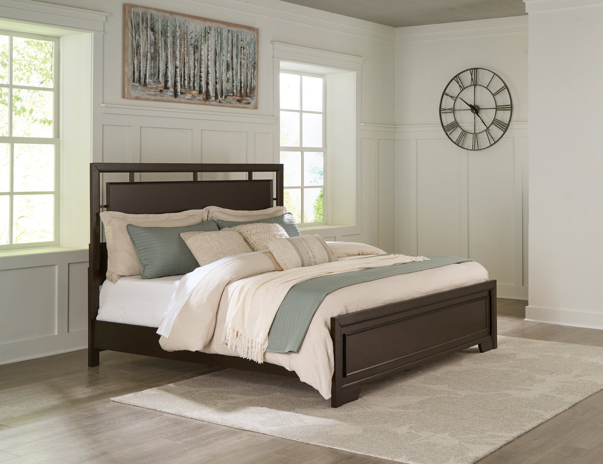 Mega Furniture - Ashley Furniture - Covetown Bedroom - California King Panel Bed / Dark Brown - B441B9