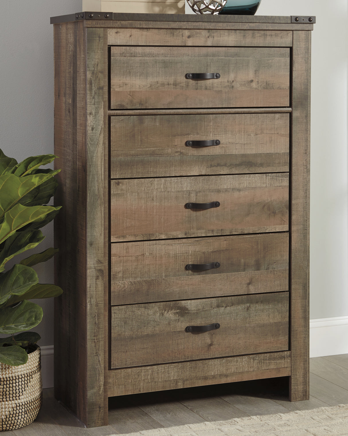 Mega Furniture - Ashley Furniture - Trinell Bedroom - Five Drawer Chest / Brown - B446-46