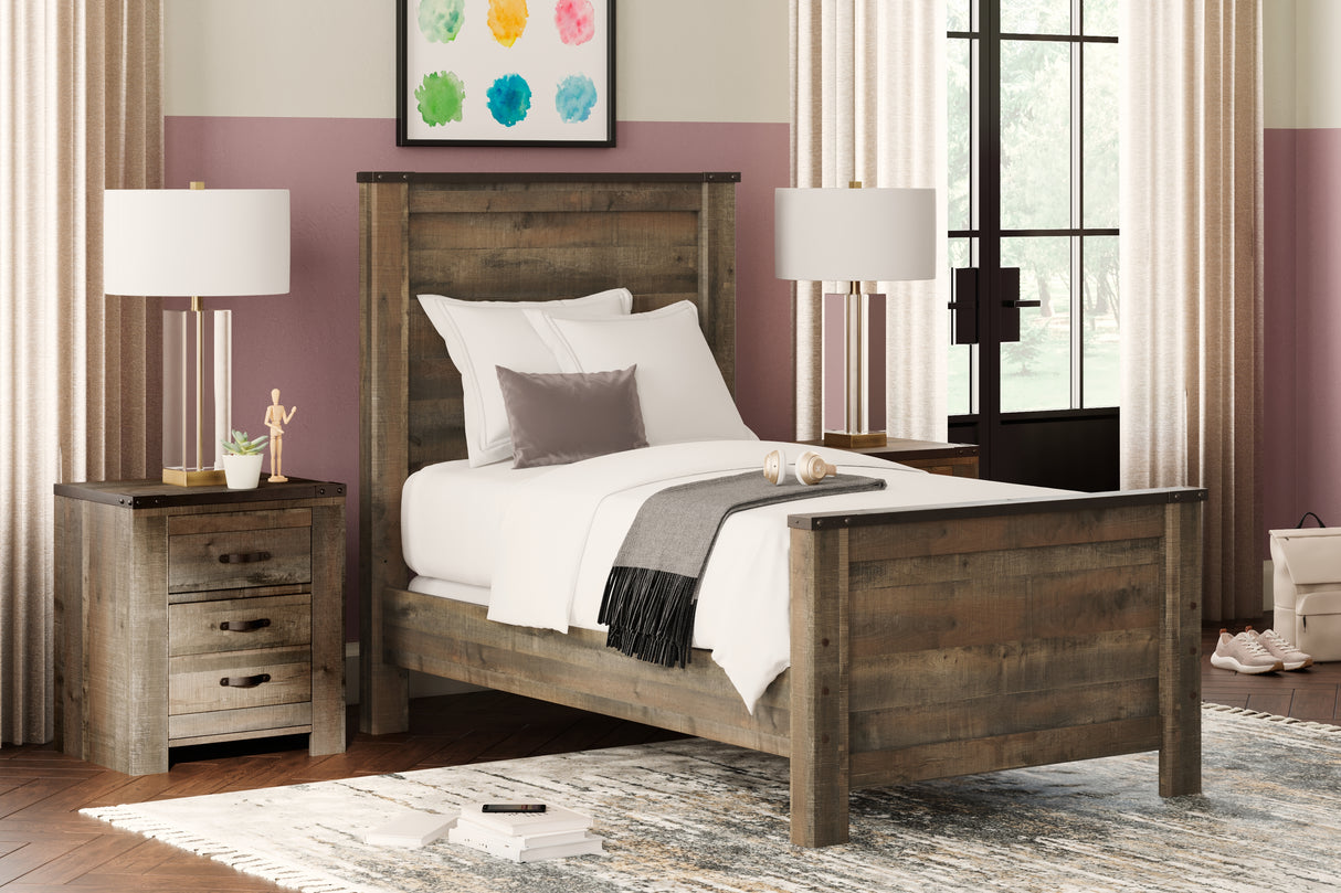 Mega Furniture - Ashley Furniture - Trinell Bedroom - Twin Panel Bed / Brown - B446B2