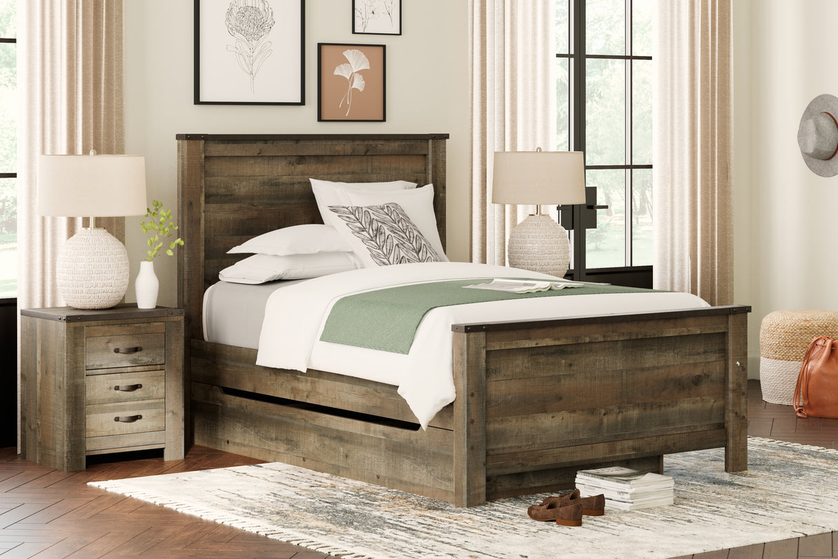 Mega Furniture - Ashley Furniture - Trinell Bedroom - Full Panel Bed with 1 Large Storage Drawer / Brown - B446B9