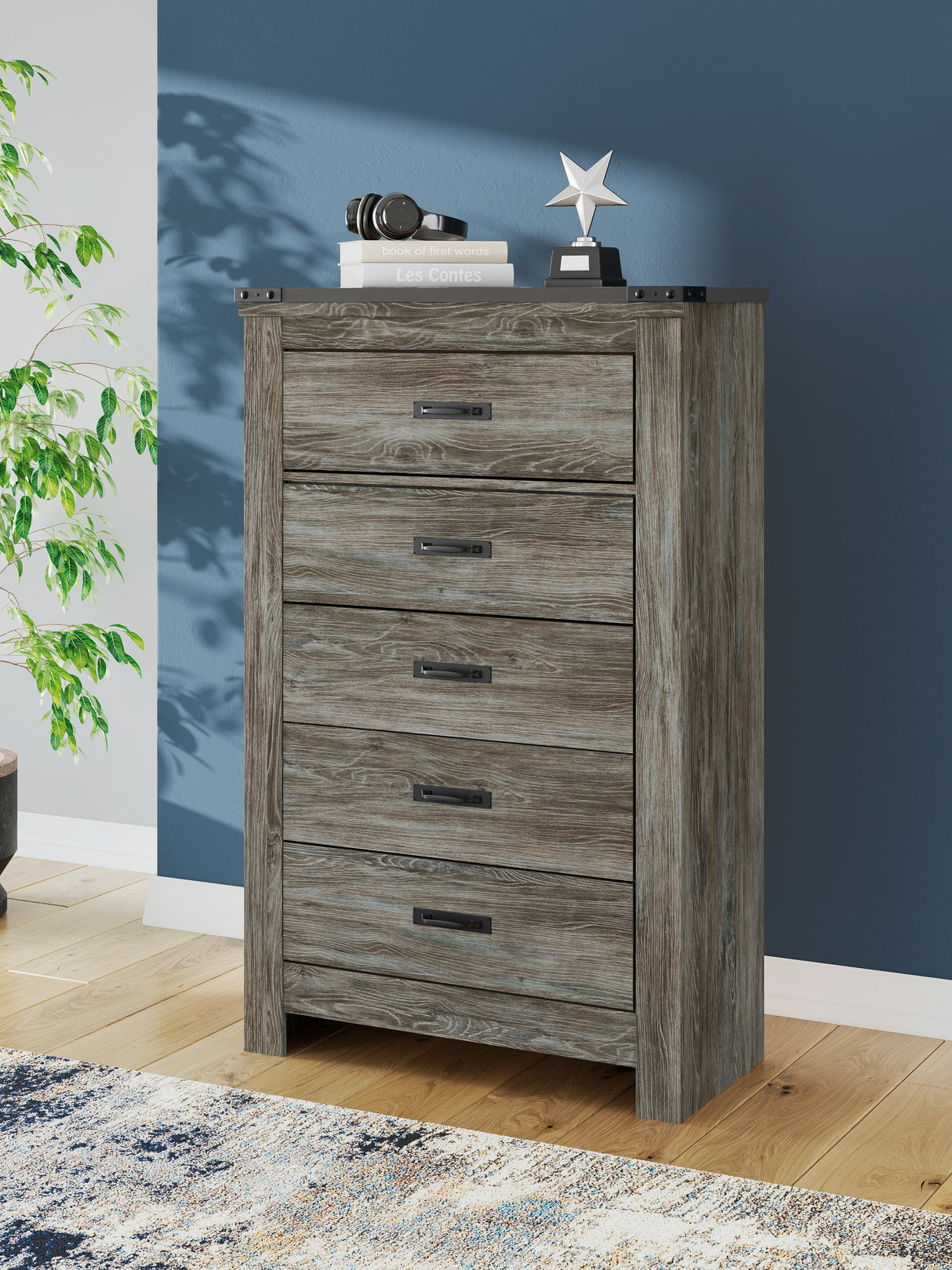 Mega Furniture - Ashley Furniture - Frandern Bedroom - Two Drawer Night Stand / Gray - B4480-92