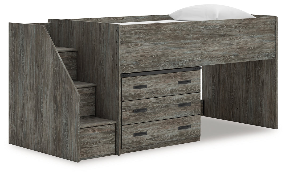 Mega Furniture - Ashley Furniture - Frandern Bedroom - Twin Loft Bed with Drawer Storage / Gray - B4480B15