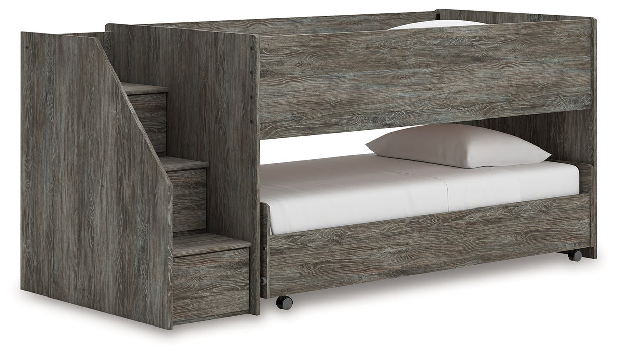 Mega Furniture - Ashley Furniture - Frandern Bedroom - Twin over Twin Loft Bed / Gray - B4480B13