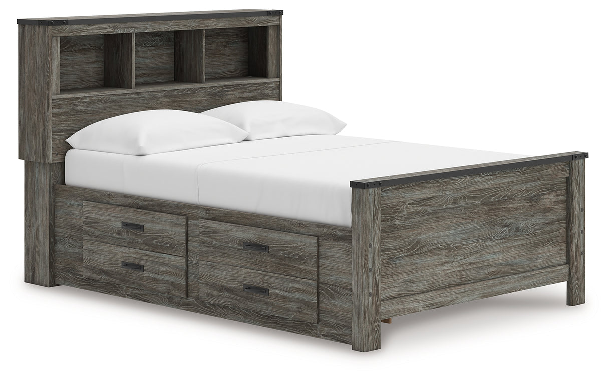 Mega Furniture - Ashley Furniture - Frandern Bedroom - Full Bookcase Panel Bed with Storage / Gray - B4480B9