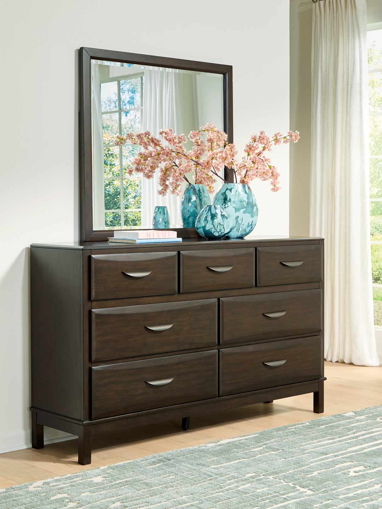Mega Furniture - Ashley Furniture - Vanmore Bedroom - Dresser and Mirror / Dark Brown - B479B1