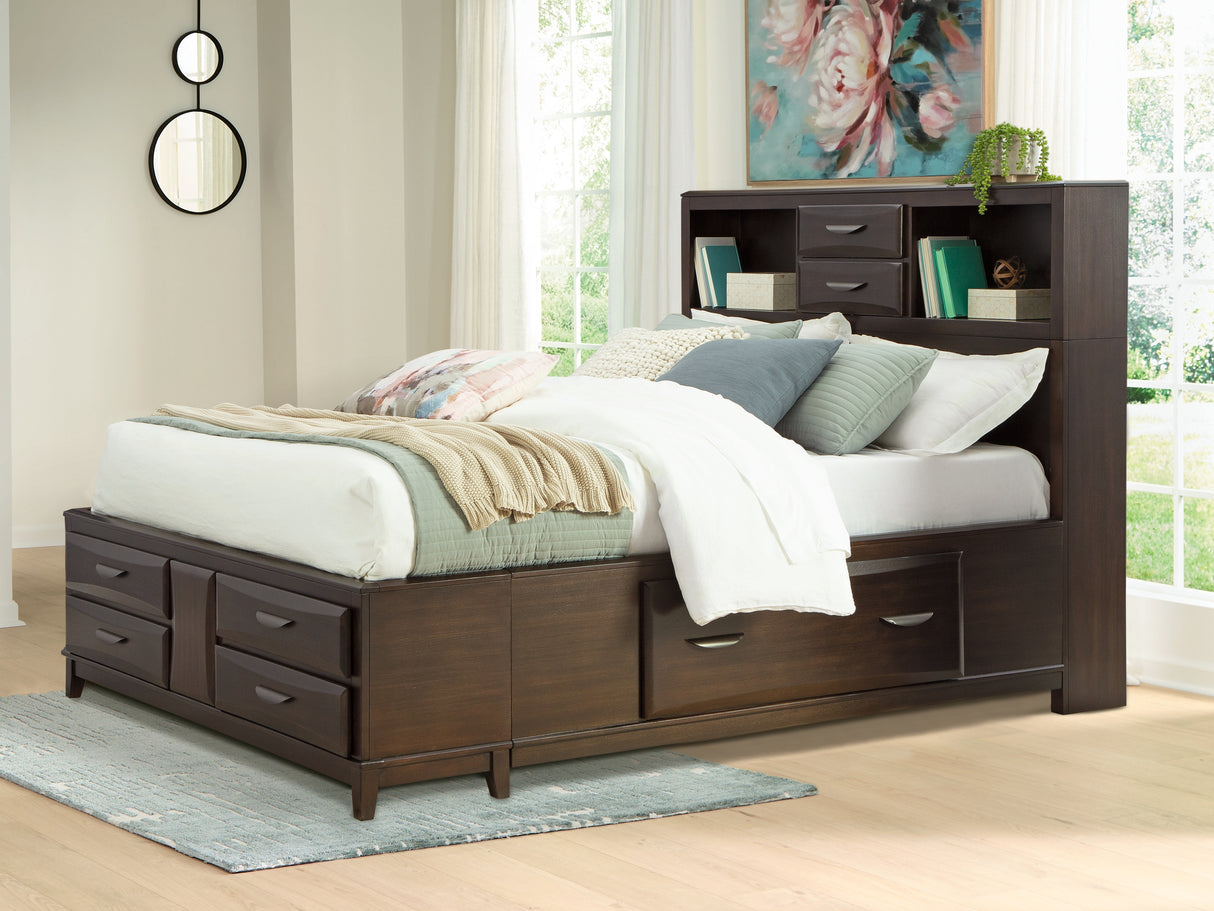 Mega Furniture - Ashley Furniture - Vanmore Bedroom - Queen Storage Bed / Dark Brown - B479B2