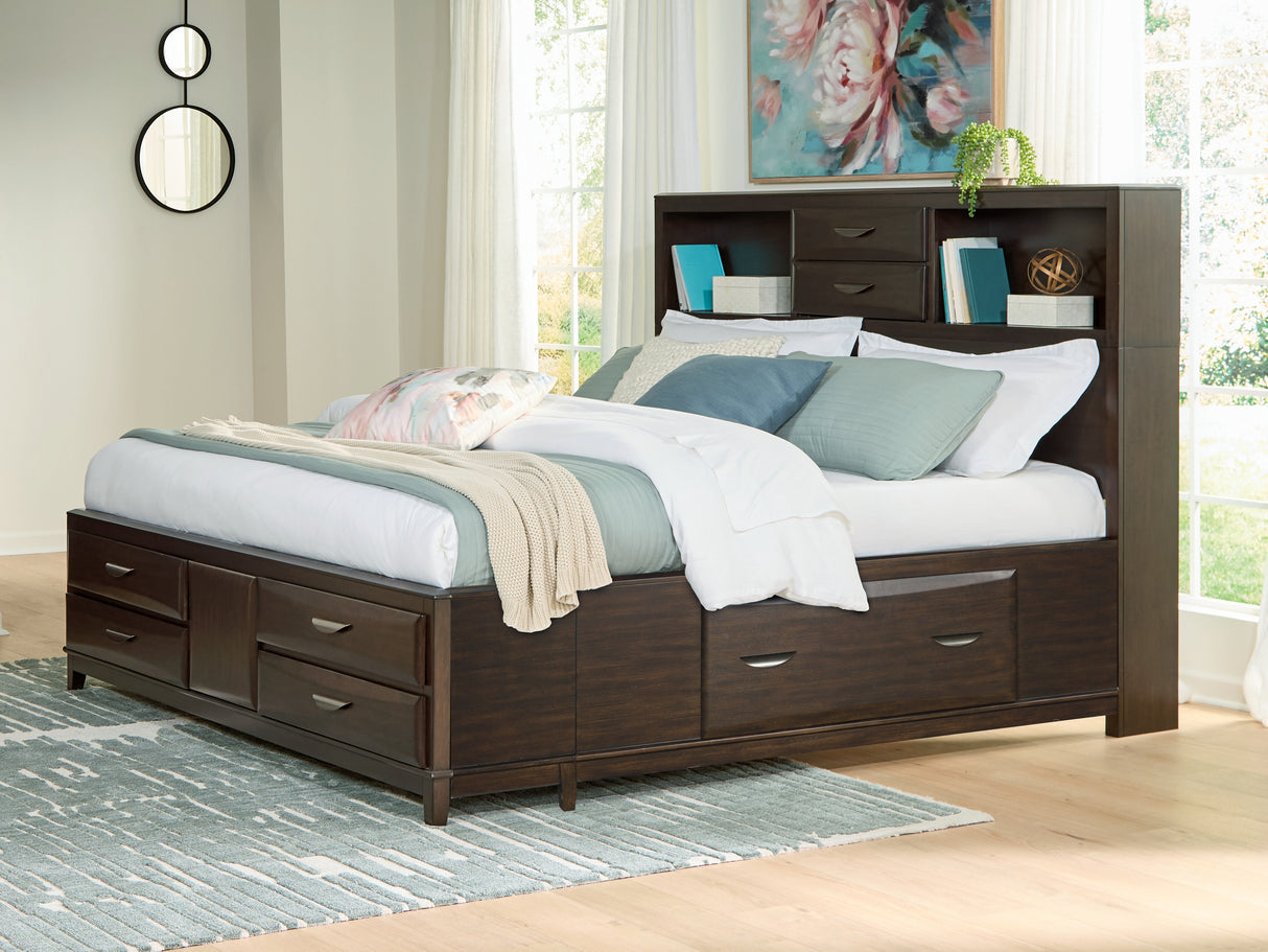 Mega Furniture - Ashley Furniture - Vanmore Bedroom - California King Storage Bed / Dark Brown - B479B7