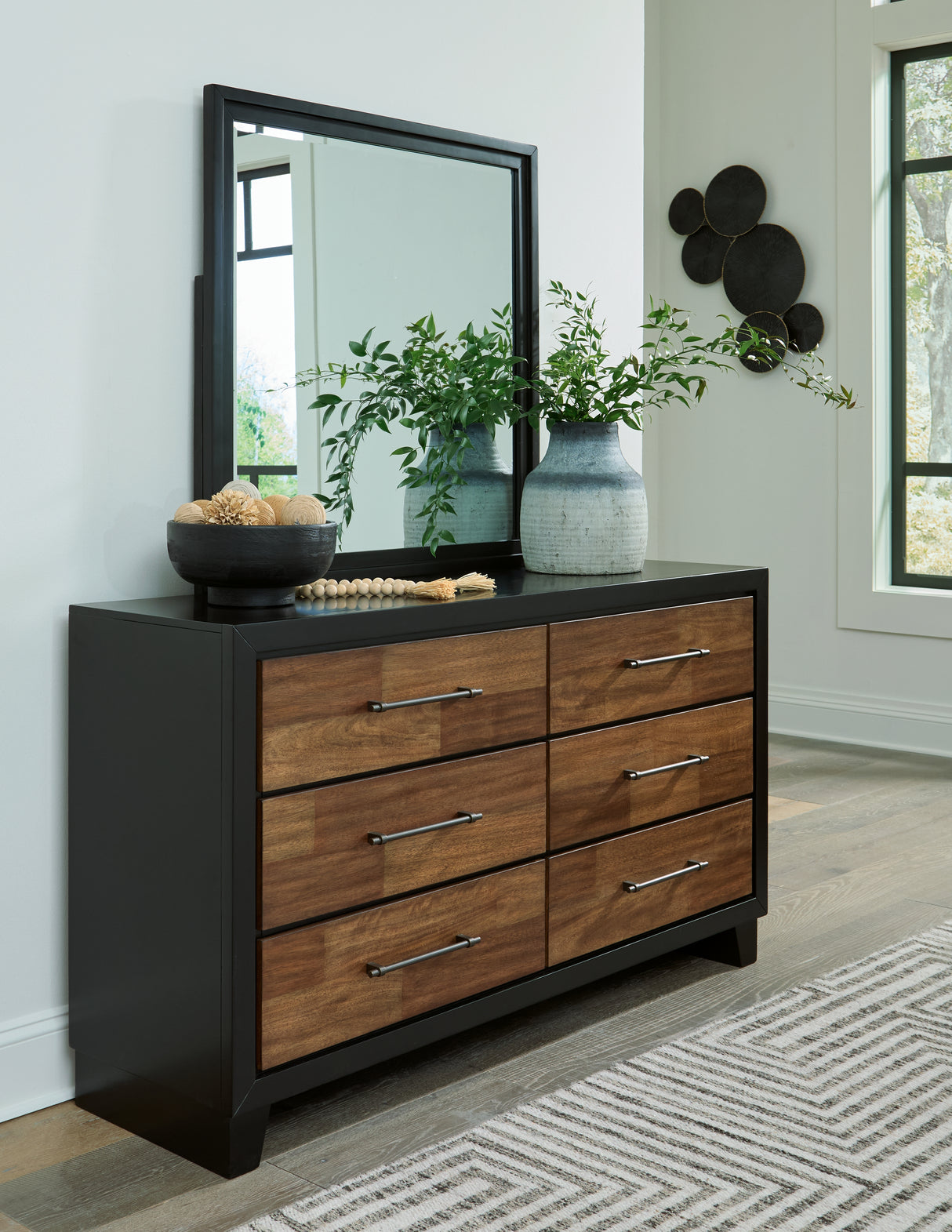 Mega Furniture - Ashley Furniture - Kraeburn Bedroom - Dresser and Mirror / Brown/Black - B496B1