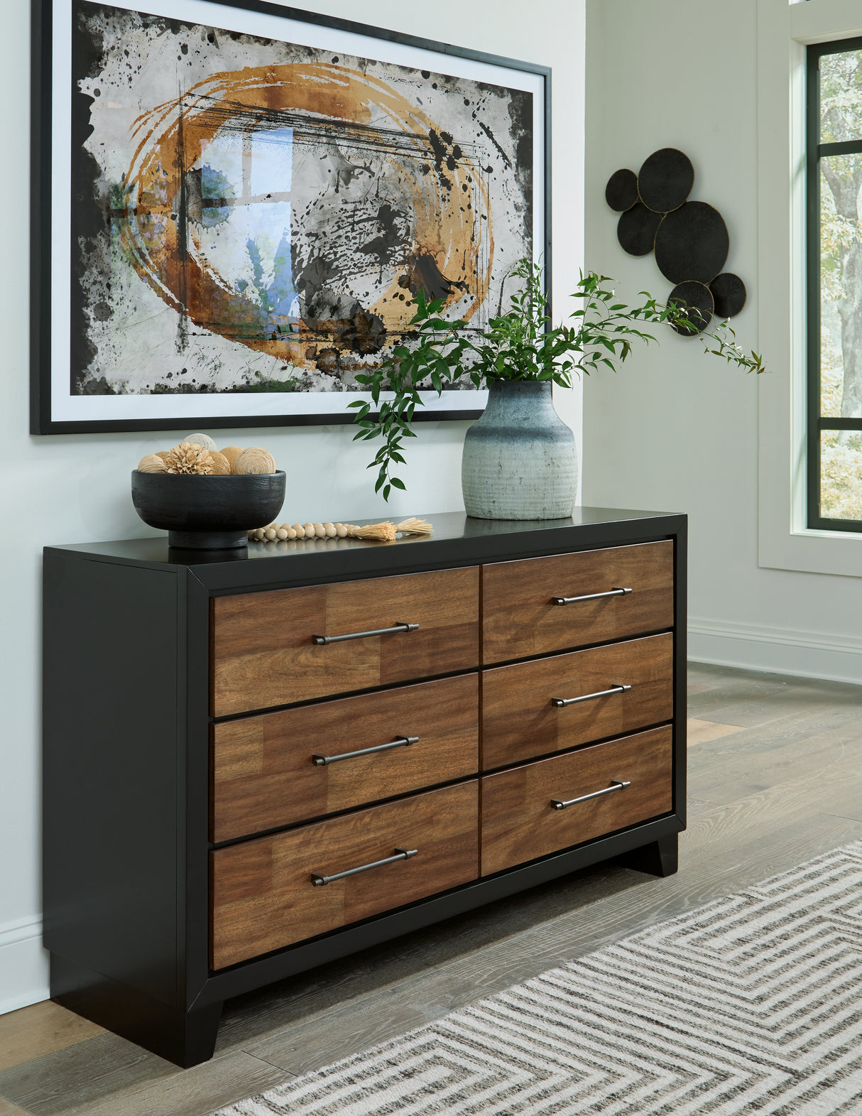 Mega Furniture - Ashley Furniture - Kraeburn Bedroom - Two Drawer Night Stand / Brown/Black - B496-92