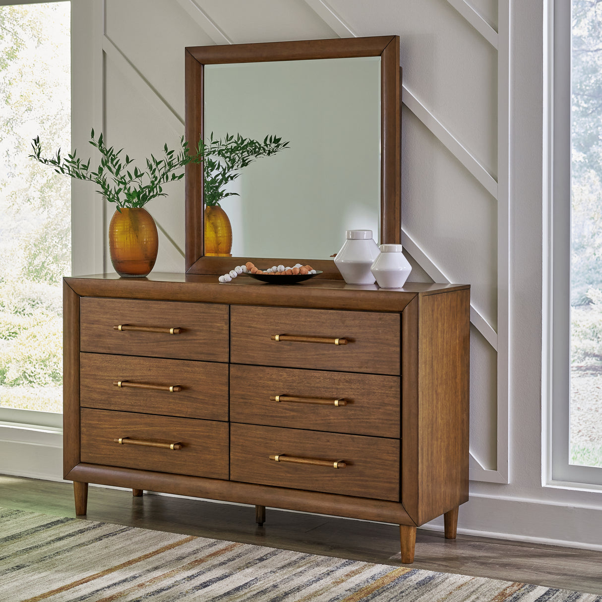 Mega Furniture - Ashley Furniture - Lyncott Bedroom - Dresser and Mirror / Brown - B615B1