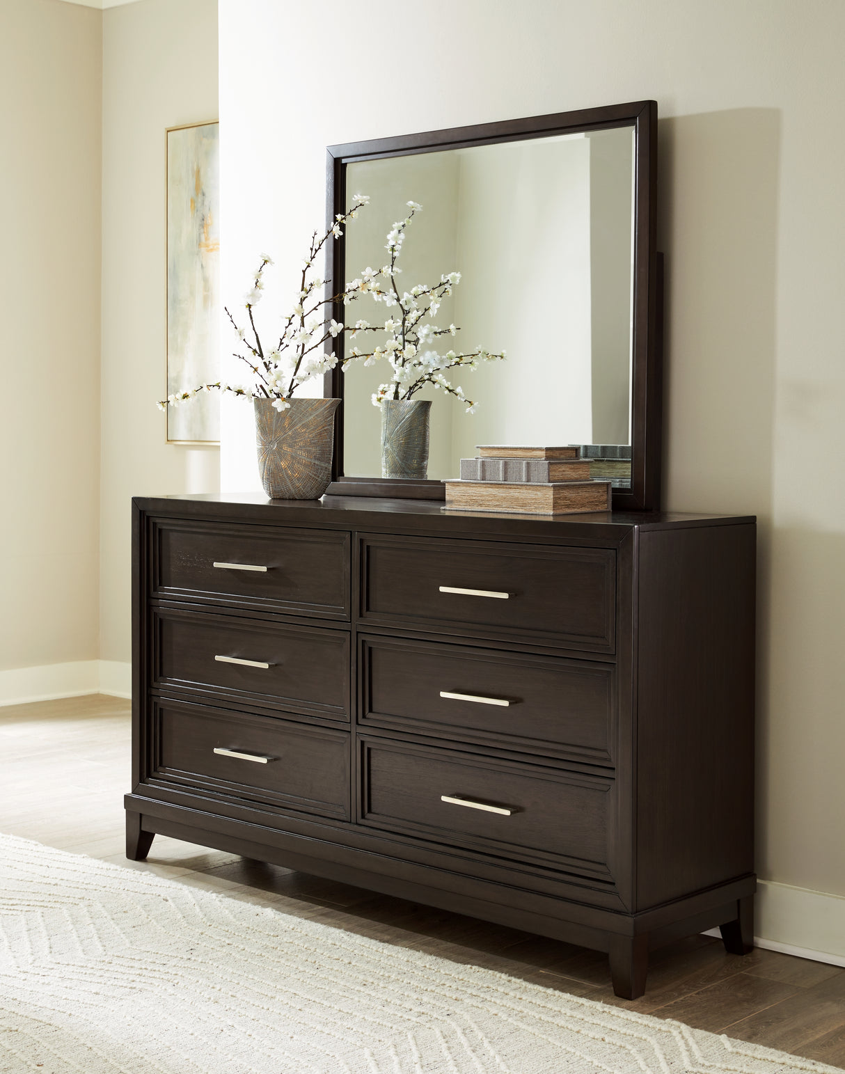 Mega Furniture - Ashley Furniture - Neymorton Bedroom - Dresser and Mirror / Dark Grayish Brown - B618B1
