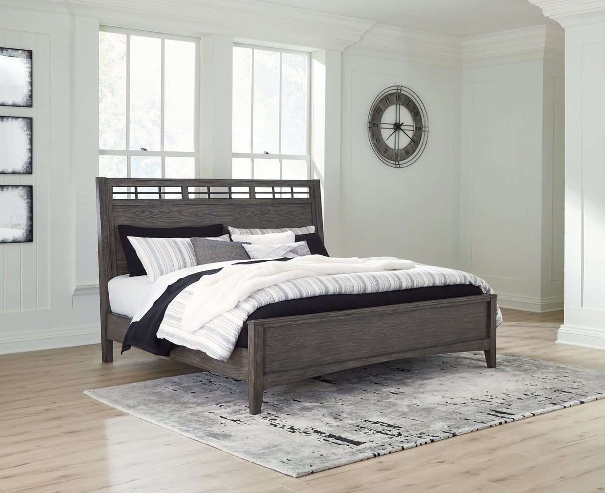 Mega Furniture - Ashley Furniture - Montillan Bedroom - Queen Panel Bed / Grayish Brown - B651B2