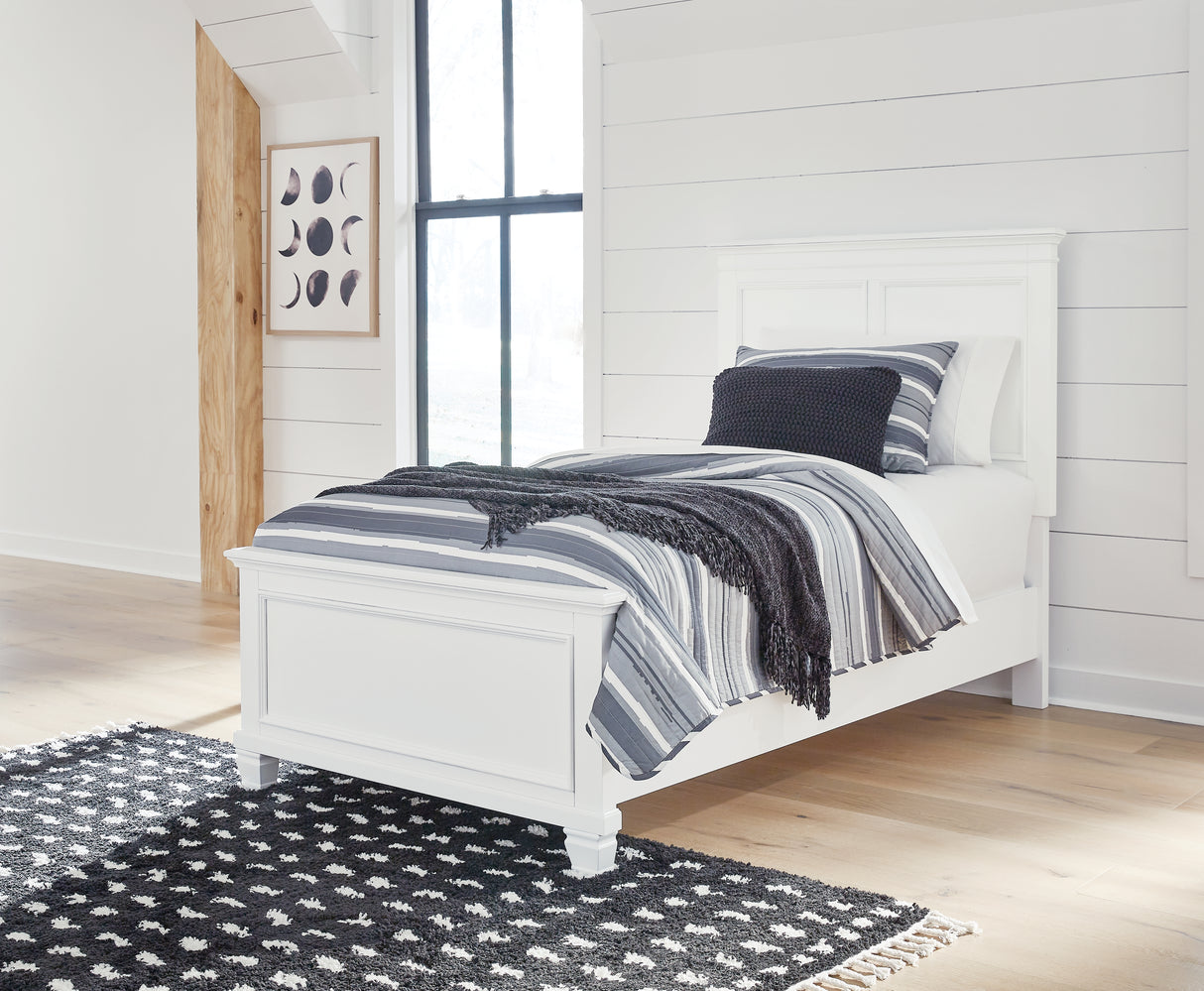 Mega Furniture - Ashley Furniture - Fortman Bedroom - Twin Panel Bed / White - B680B6