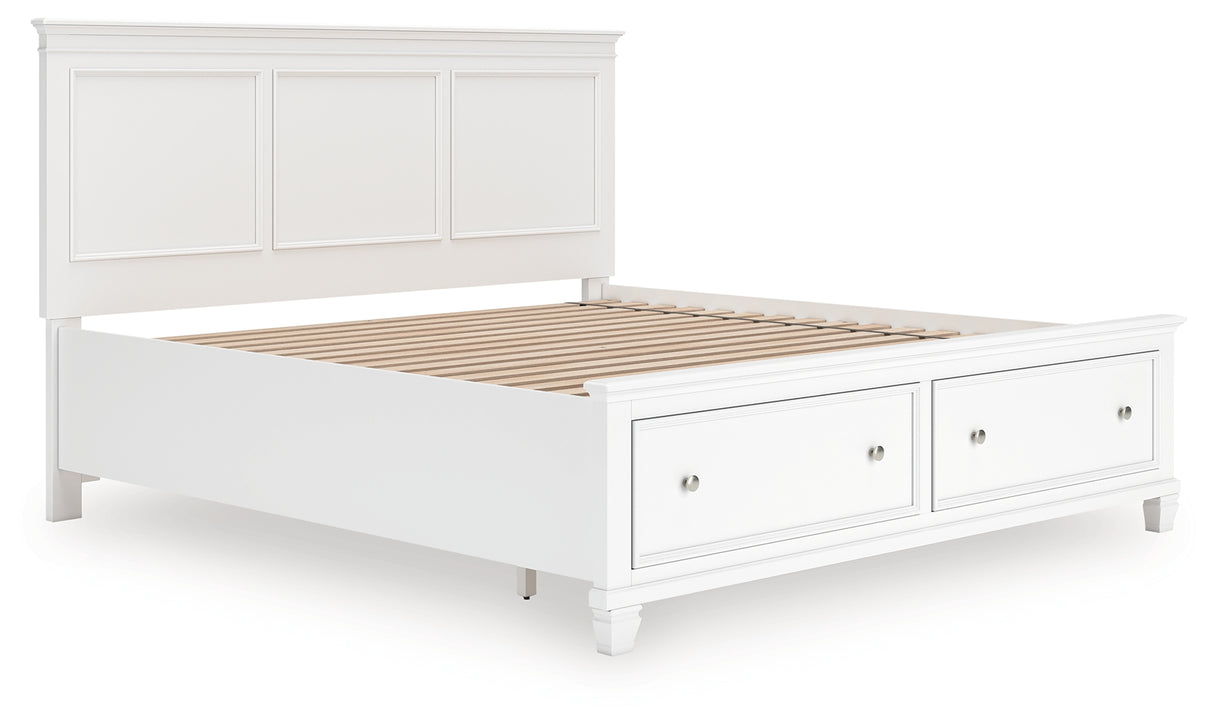 Mega Furniture - Ashley Furniture - Fortman Bedroom - King Panel Storage Bed / White - B680B22