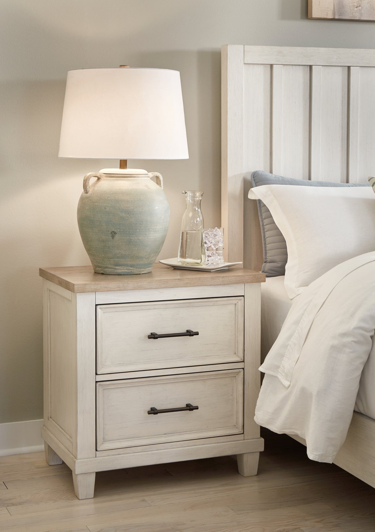 Mega Furniture - Ashley Furniture - Shaybrock Bedroom - Dresser and Mirror / Antique White/Brown - B683B1