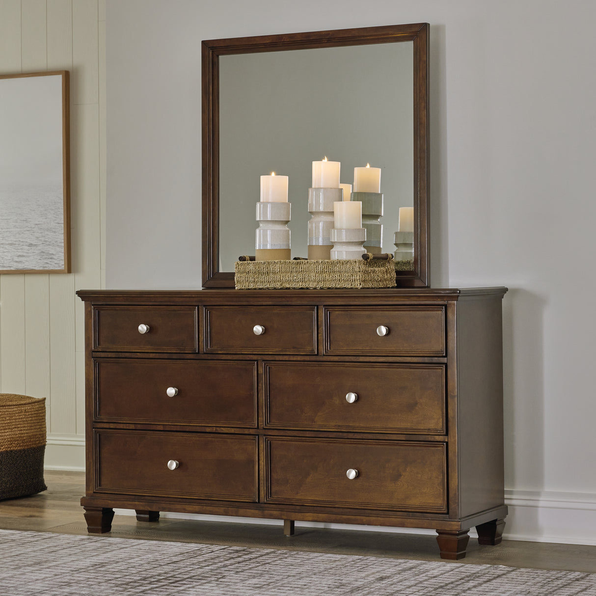 Mega Furniture - Ashley Furniture - Danabrin Bedroom - Dresser and Mirror / Brown - B685B1