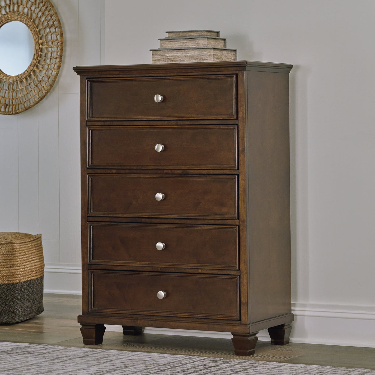 Mega Furniture - Ashley Furniture - Danabrin Bedroom - Five Drawer Chest / Brown - B685-46