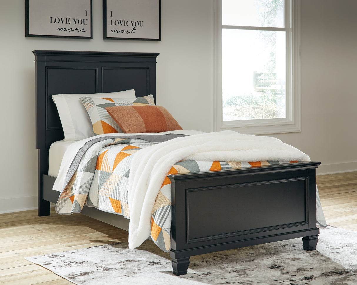Mega Furniture - Ashley Furniture - Lanolee Bedroom - Twin Panel Bed / Black - B687B2