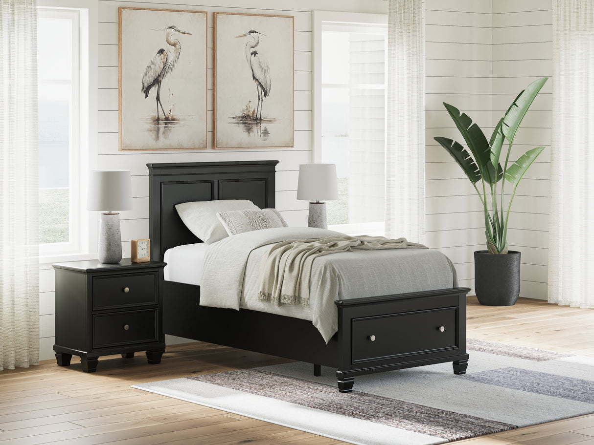 Mega Furniture - Ashley Furniture - Lanolee Bedroom - Twin Panel Storage Bed / Black - B687B21