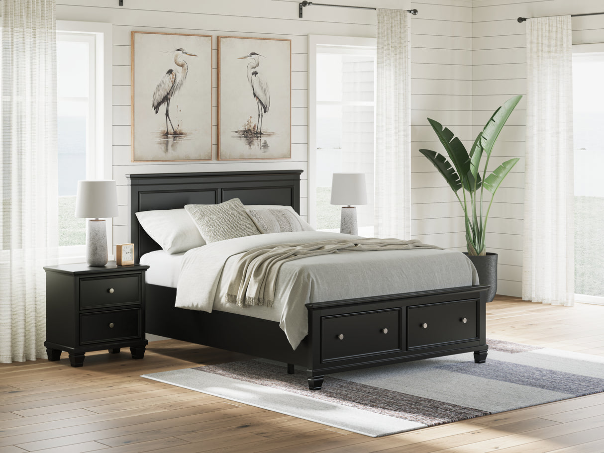 Mega Furniture - Ashley Furniture - Lanolee Bedroom - Queen Panel Storage Bed / Black - B687B17