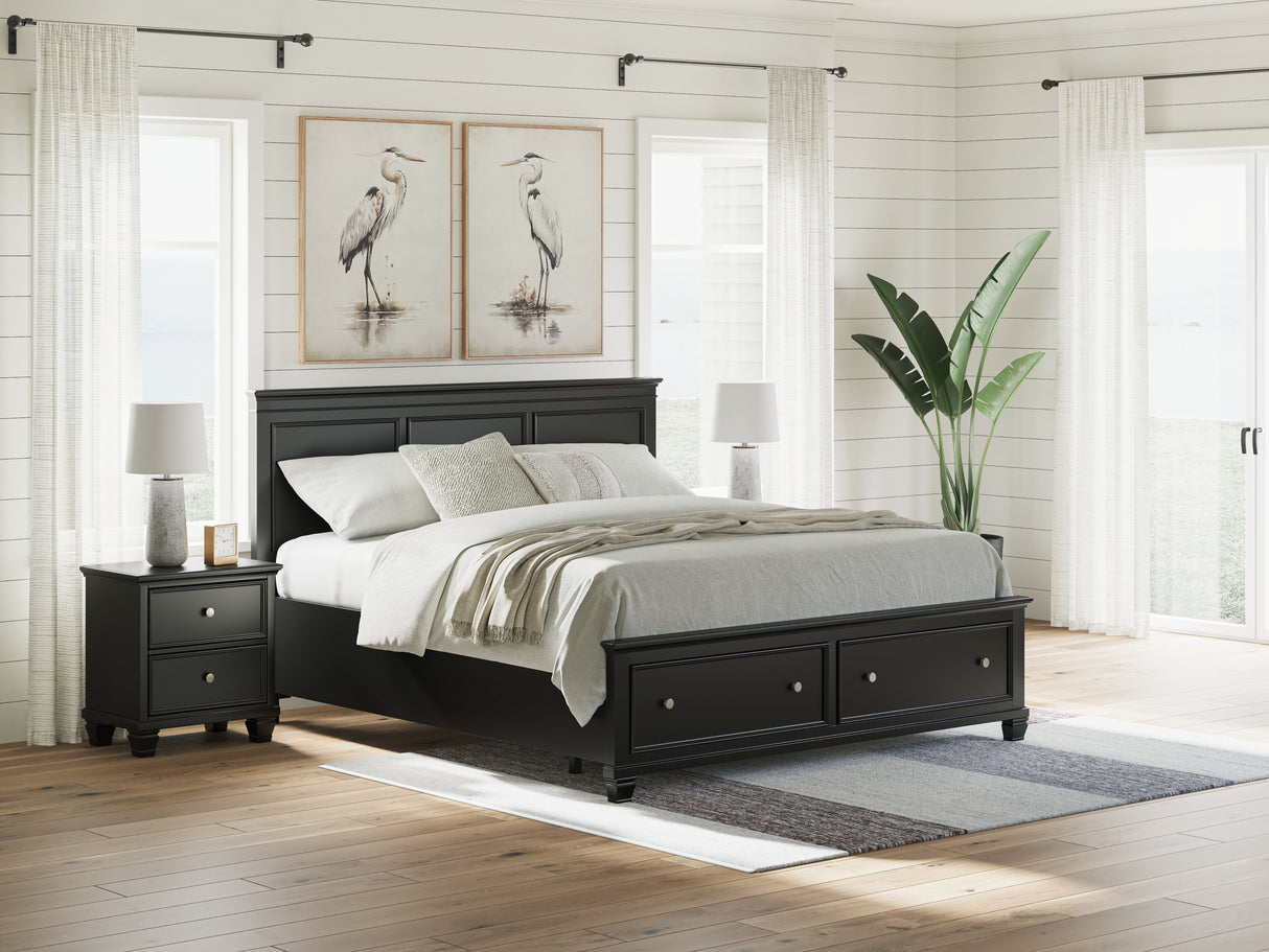 Mega Furniture - Ashley Furniture - Lanolee Bedroom - California King Panel Storage Bed / Black - B687B20