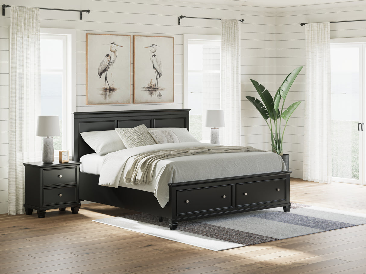 Mega Furniture - Ashley Furniture - Lanolee Bedroom - King Panel Storage Bed / Black - B687B19