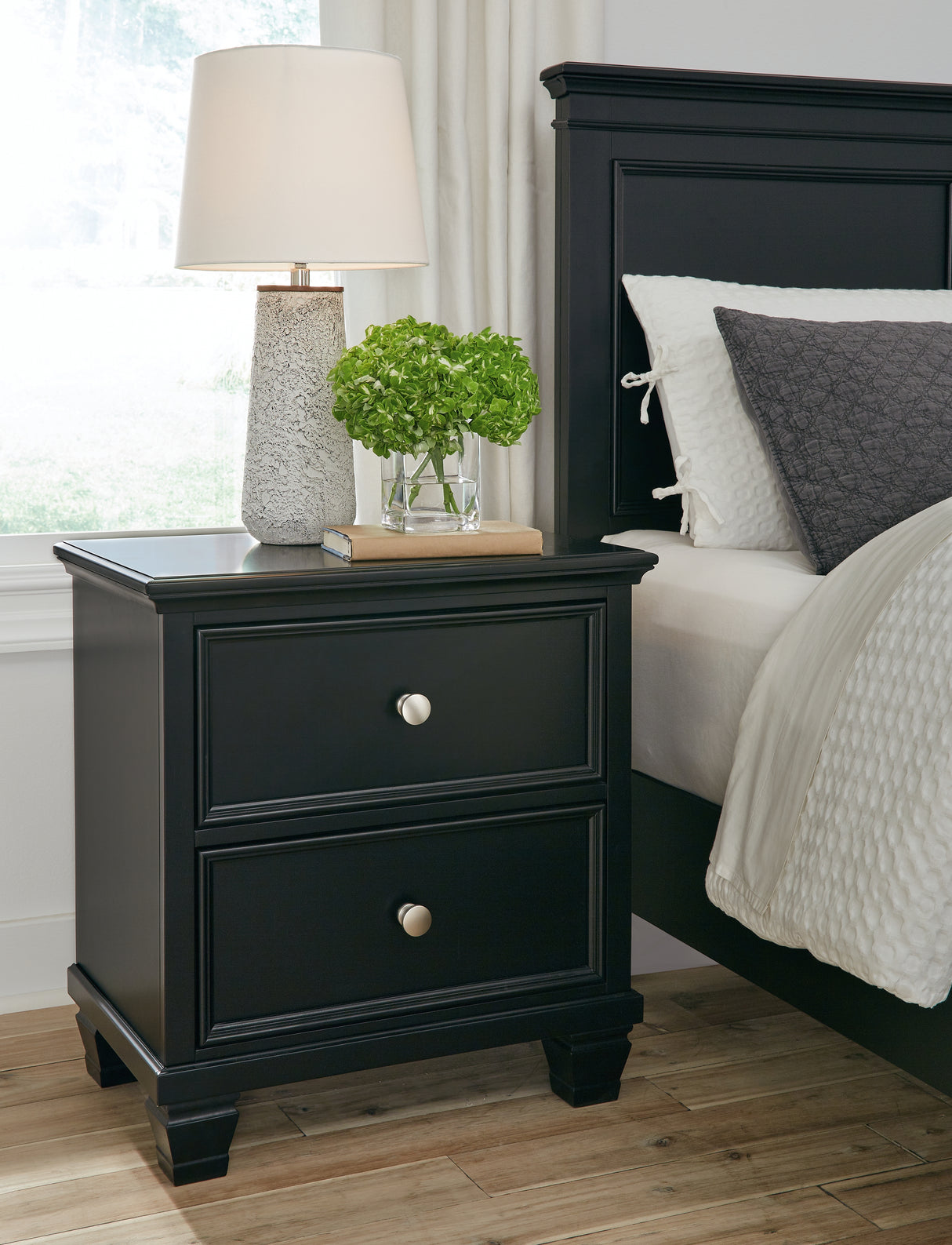 Mega Furniture - Ashley Furniture - Lanolee Bedroom - Two Drawer Night Stand / Black - B687-92