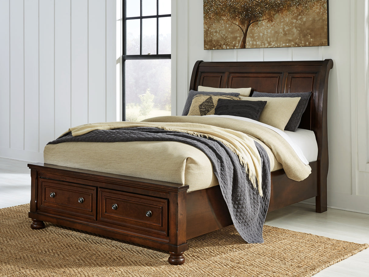 Mega Furniture - Ashley Furniture - Porter Bedroom - Queen Sleigh Storage Bed / Rustic Brown - B697B43