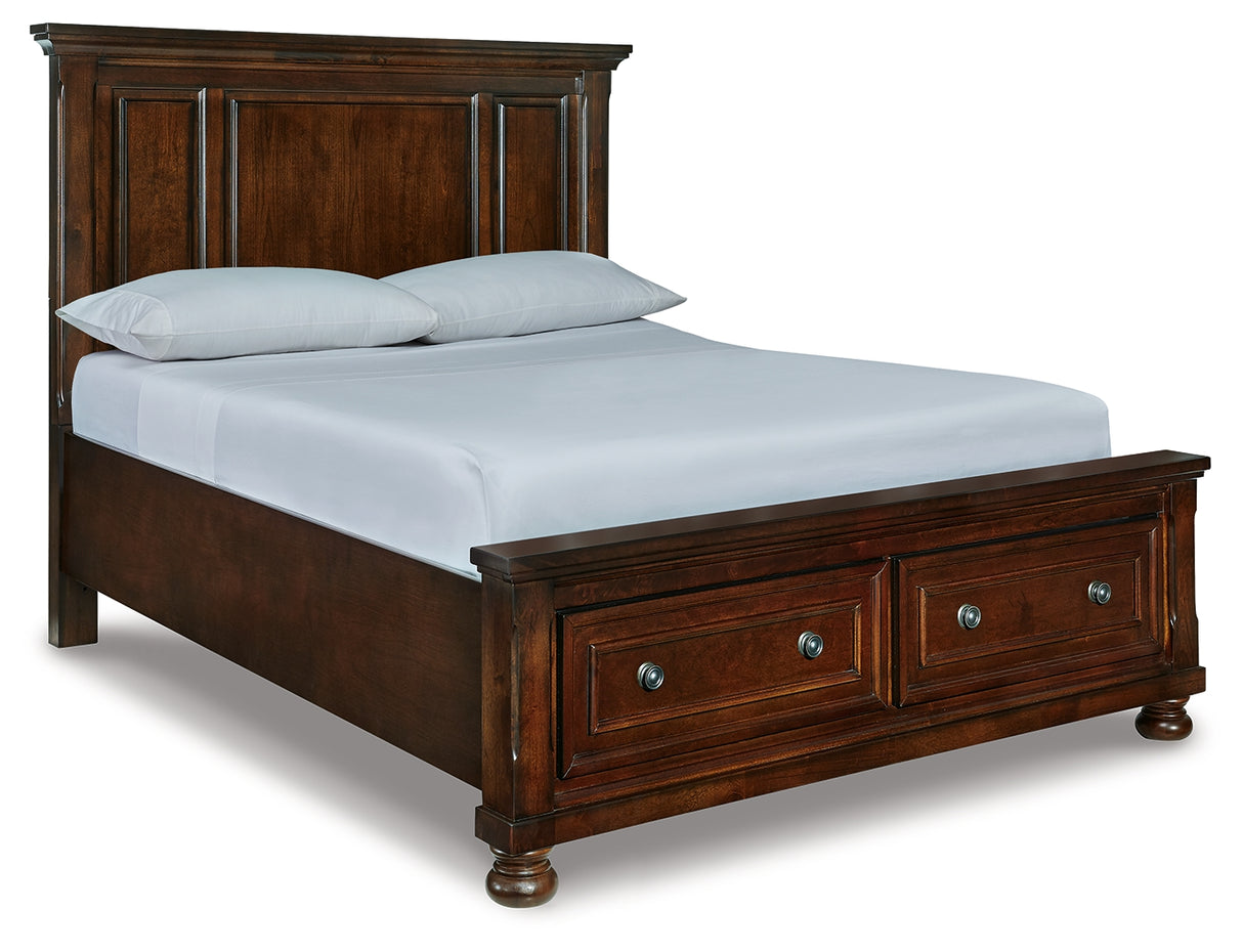 Mega Furniture - Ashley Furniture - Porter Bedroom - Queen Panel Storage Bed / Rustic Brown - B697B42