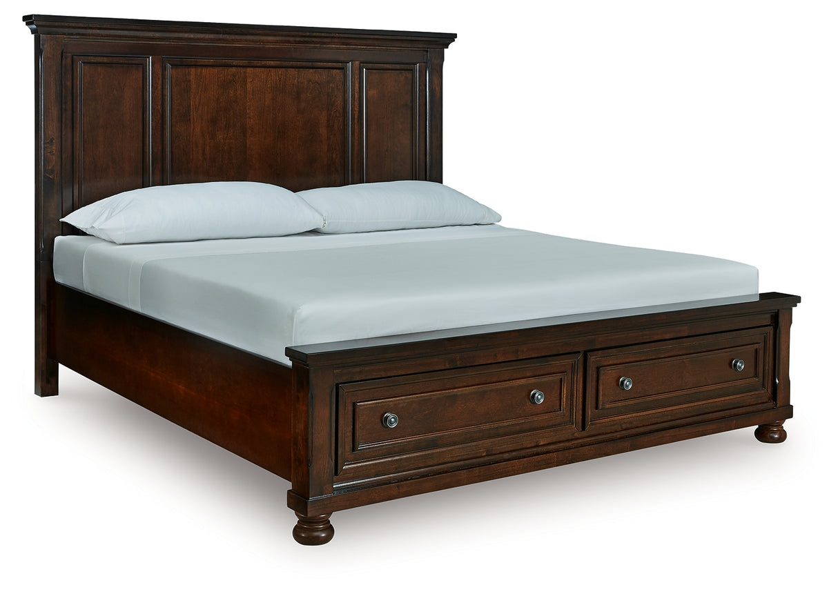 Mega Furniture - Ashley Furniture - Porter Bedroom - King Panel Storage Bed / Rustic Brown - B697B44