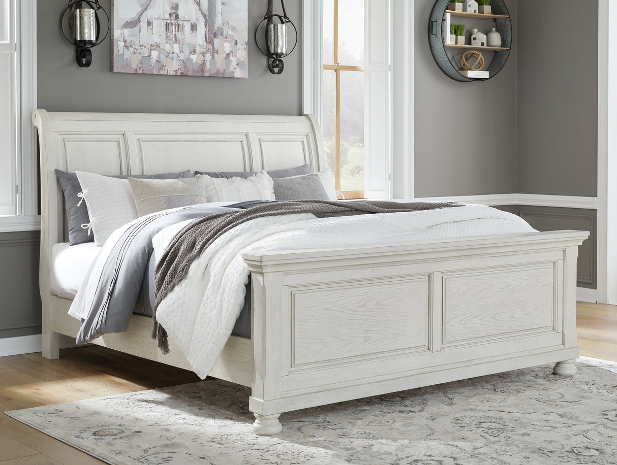 Mega Furniture - Ashley Furniture - Robbinsdale Bedroom - King Sleigh Bed / Antique White - B742B22