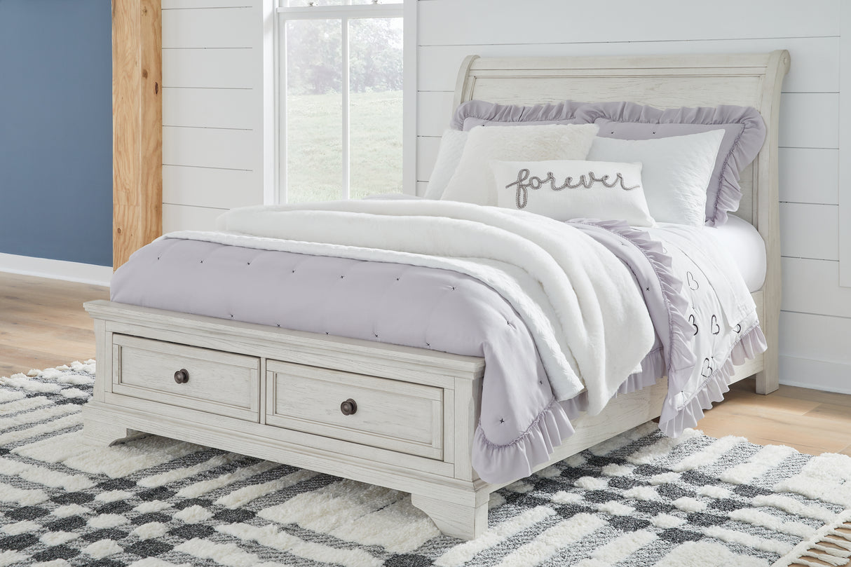 Mega Furniture - Ashley Furniture - Robbinsdale Bedroom - Full Sleigh Storage Bed / Antique White - B742B13