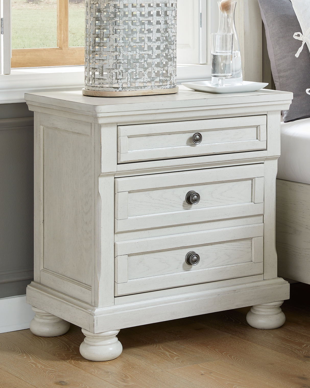Mega Furniture - Ashley Furniture - Robbinsdale Bedroom - Two Drawer Night Stand / Antique White - B742-92