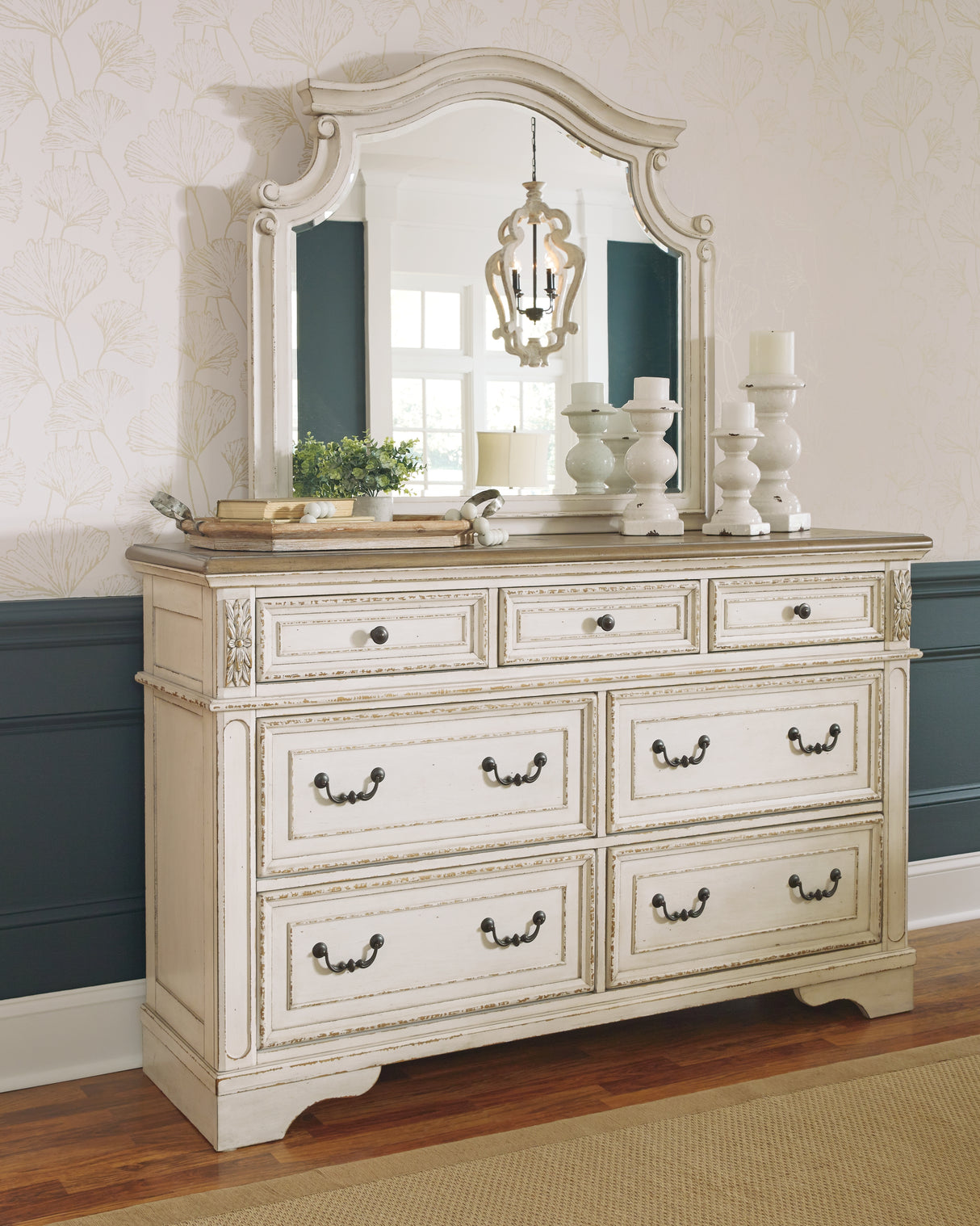 Mega Furniture - Ashley Furniture - Realyn Bedroom - Dresser and Mirror / Two-tone - B743B1