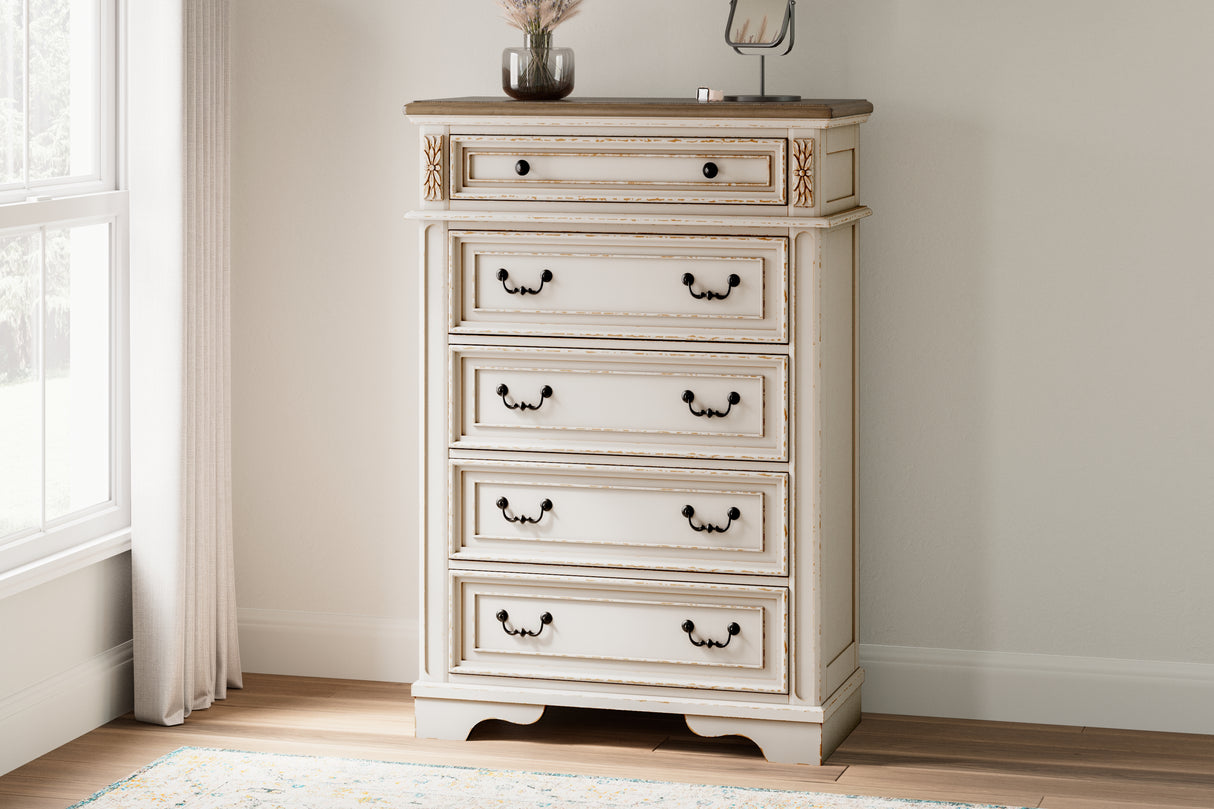 Mega Furniture - Ashley Furniture - Realyn Bedroom - Five Drawer Chest / Two-tone - B743-46