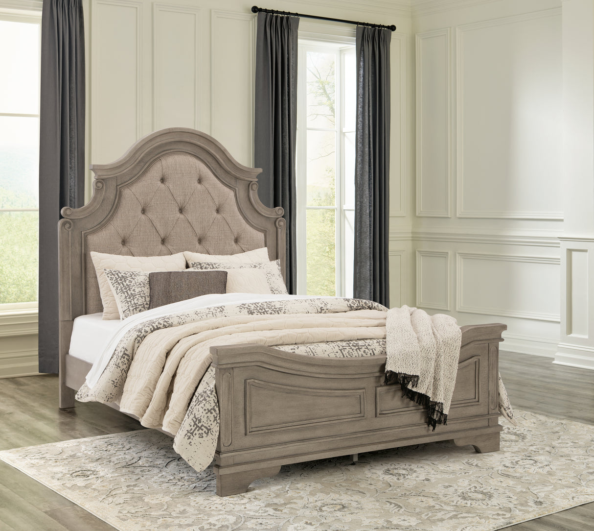 Mega Furniture - Ashley Furniture - Lodenbay Bedroom - Queen Panel Bed / Antique Gray - B751B2