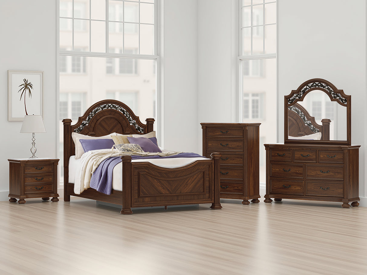 Mega Furniture - Ashley Furniture - Lavinton Bedroom - Queen Poster Bed / Brown - B764B5