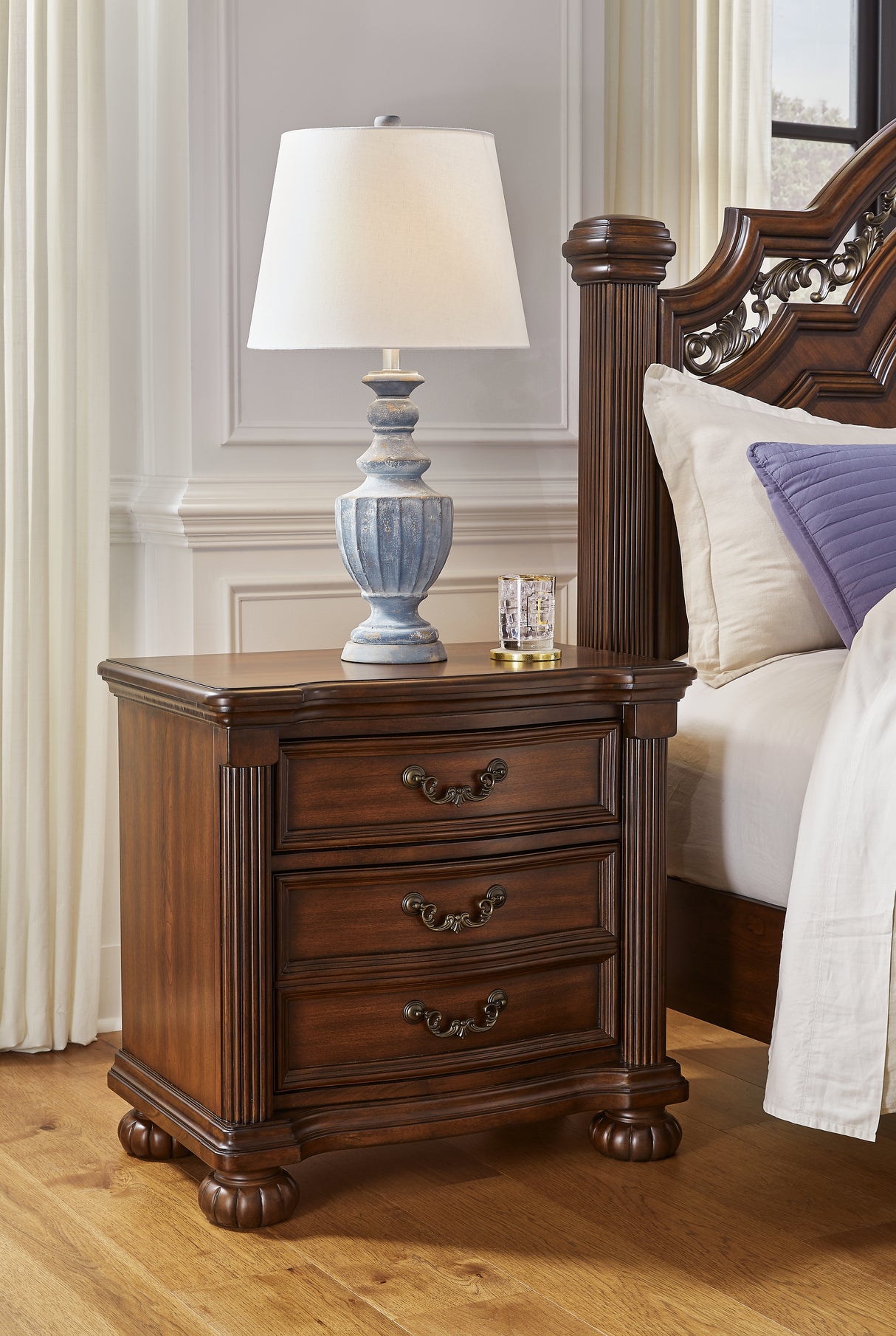 Mega Furniture - Ashley Furniture - Lavinton Bedroom - Three Drawer Night Stand / Brown - B764-93