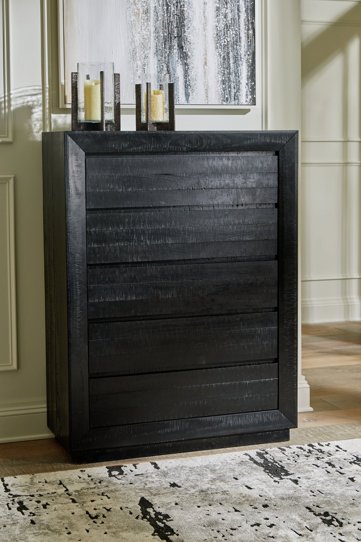 Mega Furniture - Ashley Furniture - Londer Bedroom - Five Drawer Chest / Black - B768-46