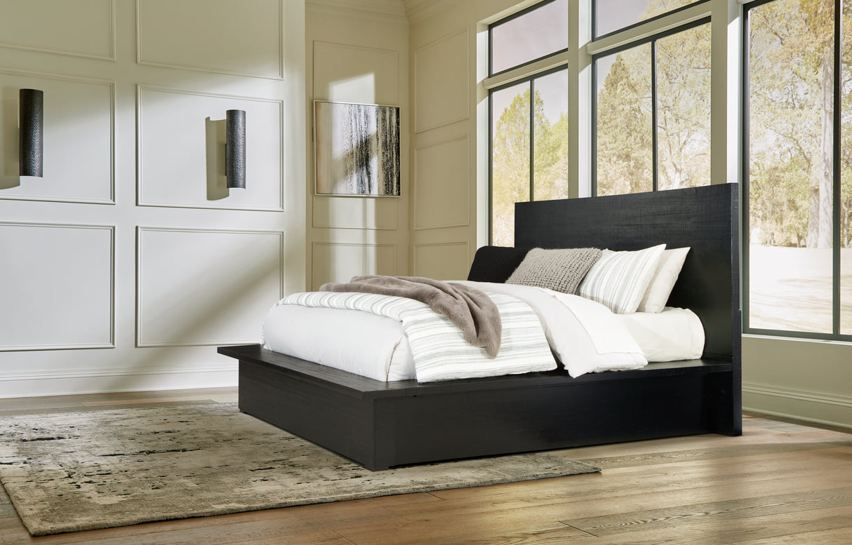 Mega Furniture - Ashley Furniture - Londer Bedroom - Queen Panel Bed / Black - B768B2