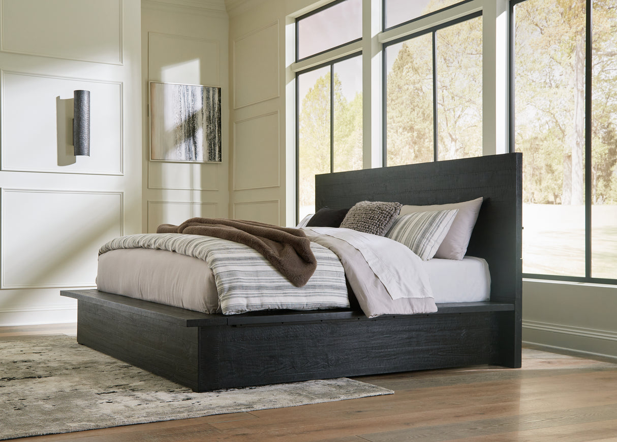 Mega Furniture - Ashley Furniture - Londer Bedroom - King Panel Bed / Black - B768B4