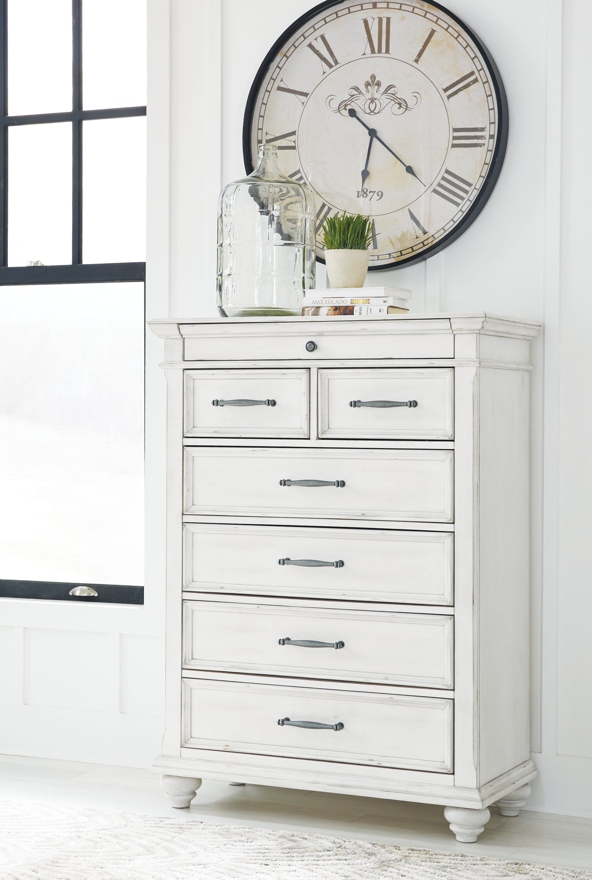 Mega Furniture - Ashley Furniture - Kanwyn Bedroom - Chest / Whitewash - B777-46